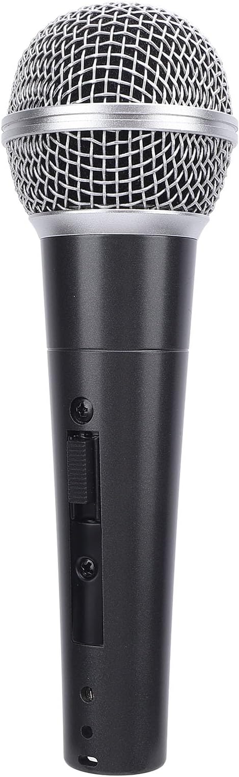 Wired Dynamic Microphone Cardioid Moving Coil Handheld Microphone Set with Shock Absorber for Active Speakers Mixers Amplifiers Low Latency Plug and Play Mic (Black)