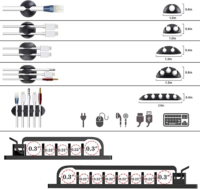 DRIVUU 311Pcs Cable Management Organizer Kit 4 Cable Sleeve Split