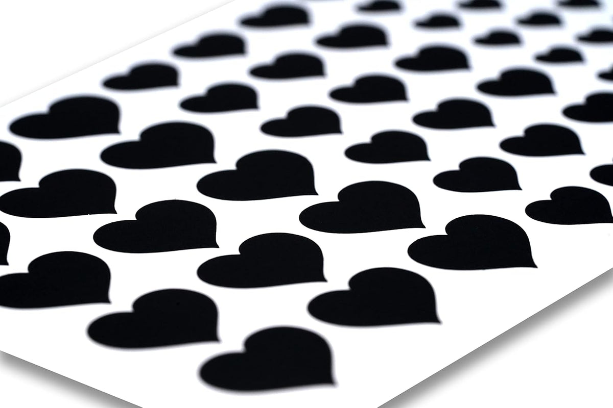 BLOCKED Stackable Webcam/Camera Vinyl Covers | 57 Low-Tack Restickable Webcam Sticker | 3-Sizes | Black 57-Pack Hearts (Muted Matte)