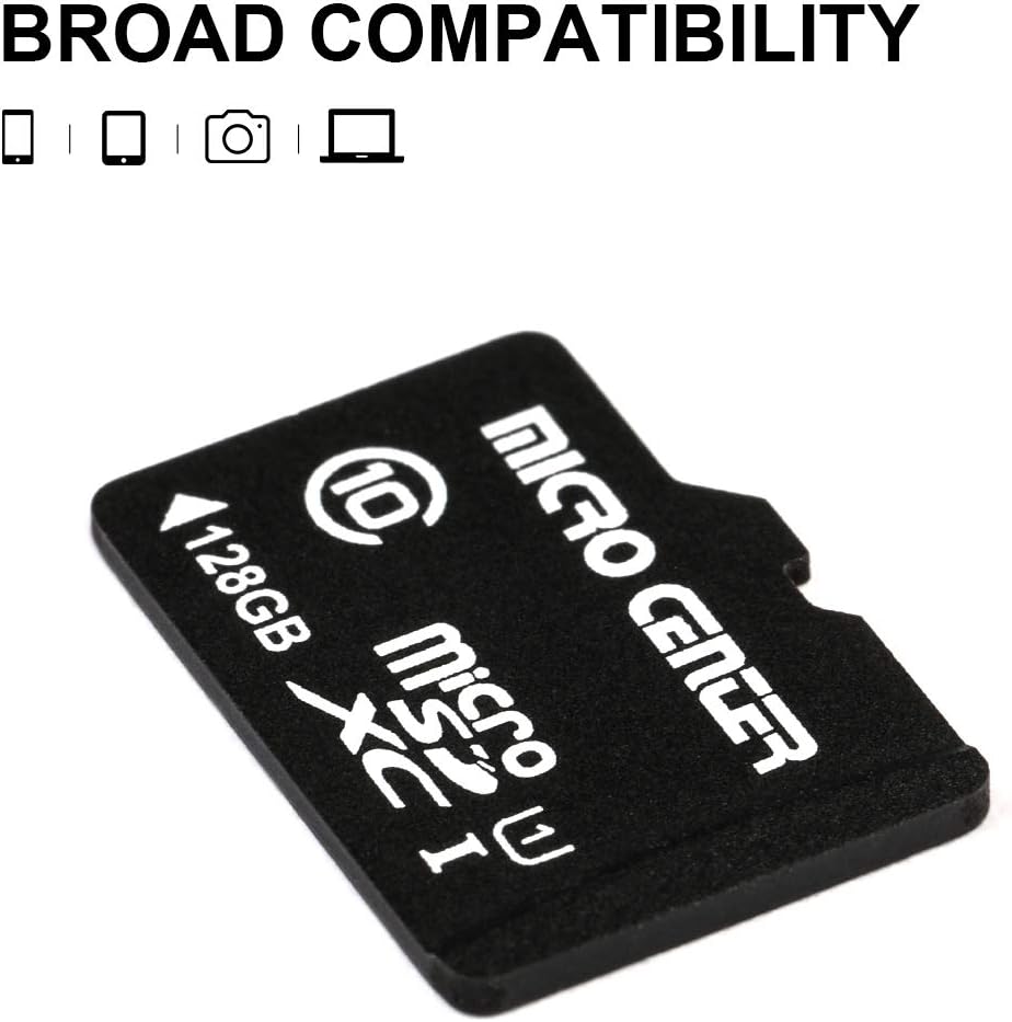 INLAND Micro Center 128GB Class 10 MicroSDXC Flash Memory Card with Adapter for Mobile Device Storage Phone, Tablet, Drone & Full HD Video Recording - 80MB/s UHS-I, C10, U1 (2 Pack)