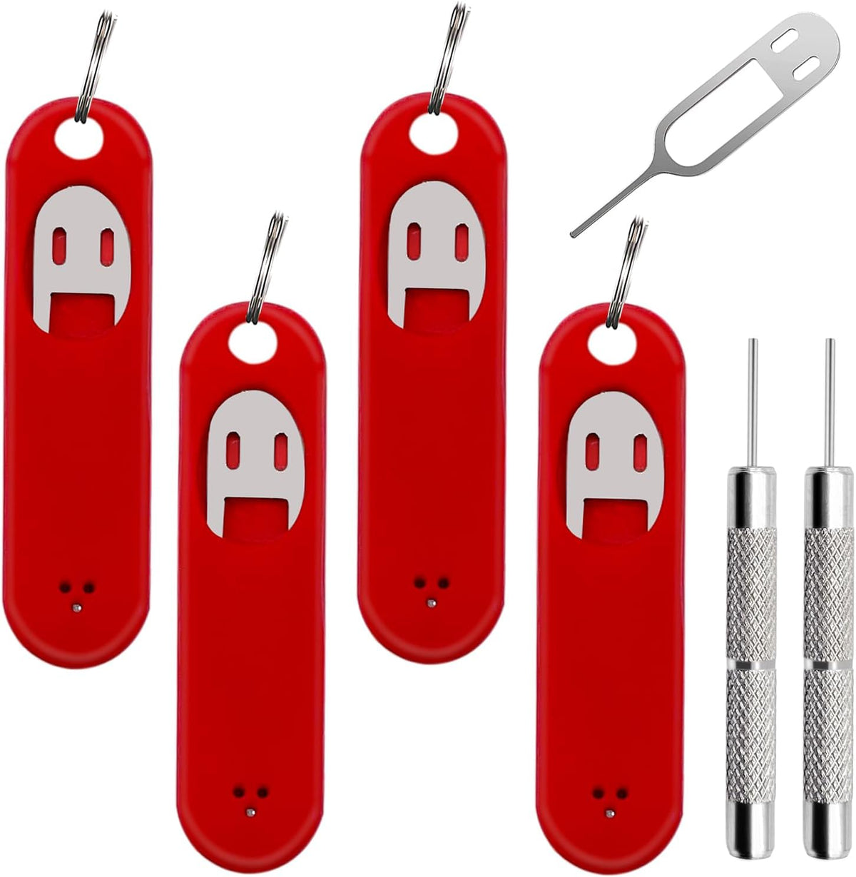 6 Pack SIM Card Removal Tool, Sim Card Tray Opening Tool Eject Pins Needle Opener Ejector Compatible with All iPhone Apple iPad HTC Samsung Galaxy Cell Phone Smartphone Watchchain Link Remover, Red