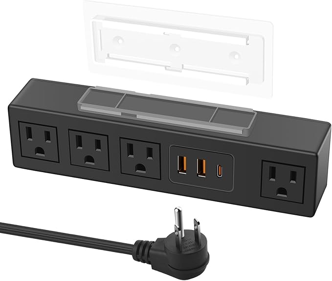 HHSOET Power Strip with USB Fast Charging, 10Ft Flat Extension Cord, 30W