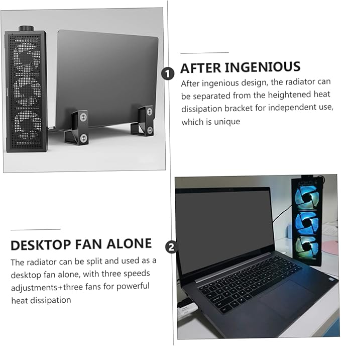 Gadpiparty RGB Adjustable Laptop Cooling Stand 3-Speed Fan Practical Heat Dissipation Rack for Gaming and Home Use Compatible 15-17 inch Notebooks