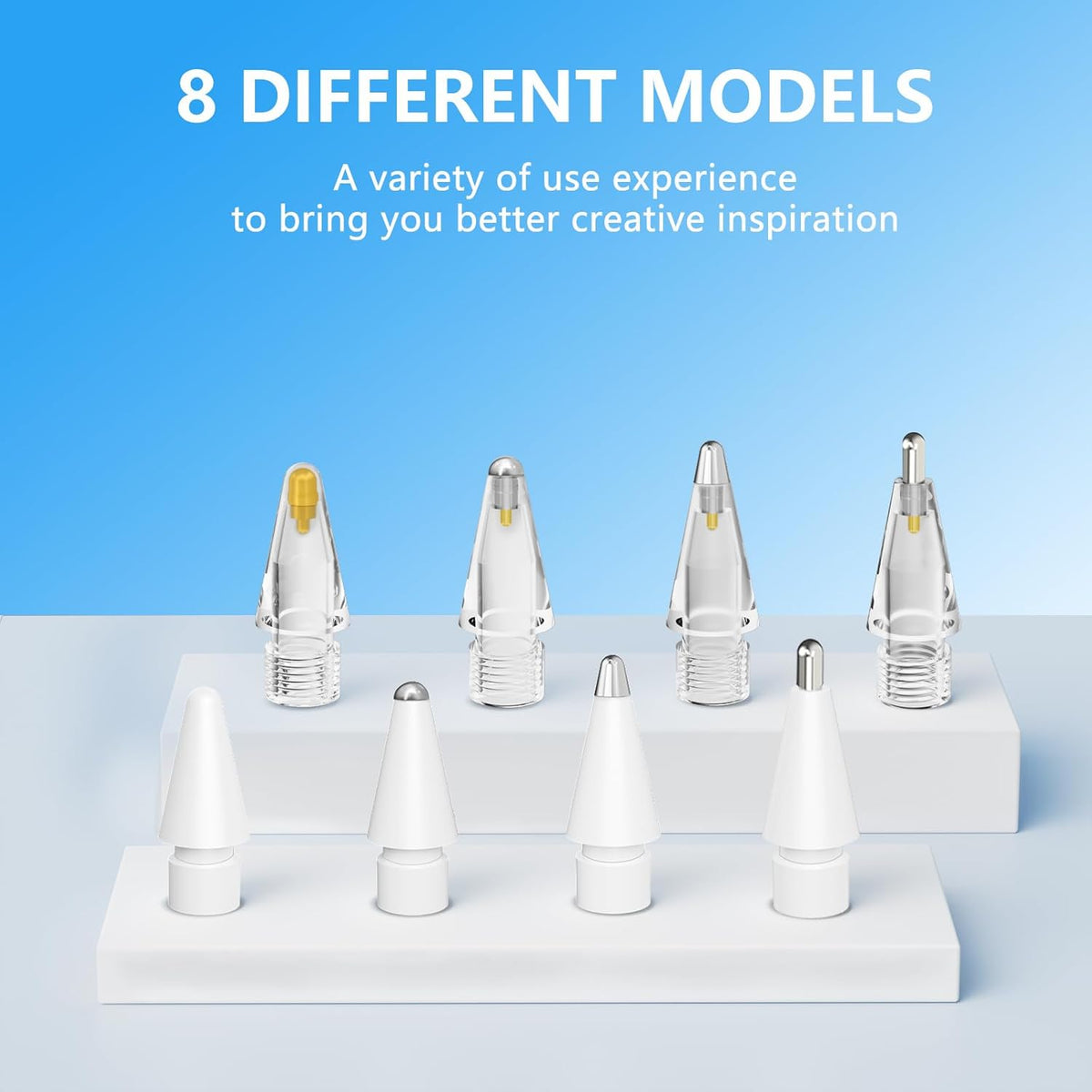 (8 Pack) Replacement Tips for Apple Pencil 2nd Generation and Apple Pencil 1st Generation,Inesore Upgraded Apple Pencil Tips Accessories Compatible with Apple Pencil 2 Generation iPad Pro Pencil Nib