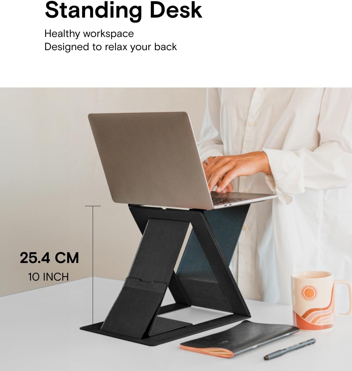 MOFT Folding Laptop Stand Lap Desk, Portable & Mini Computer Stand Laptop Desk for Travel and Home Office, Ergonomic Design with Adjustable Viewing Angles, Lightweight Computer Cooling Riser, Gray
