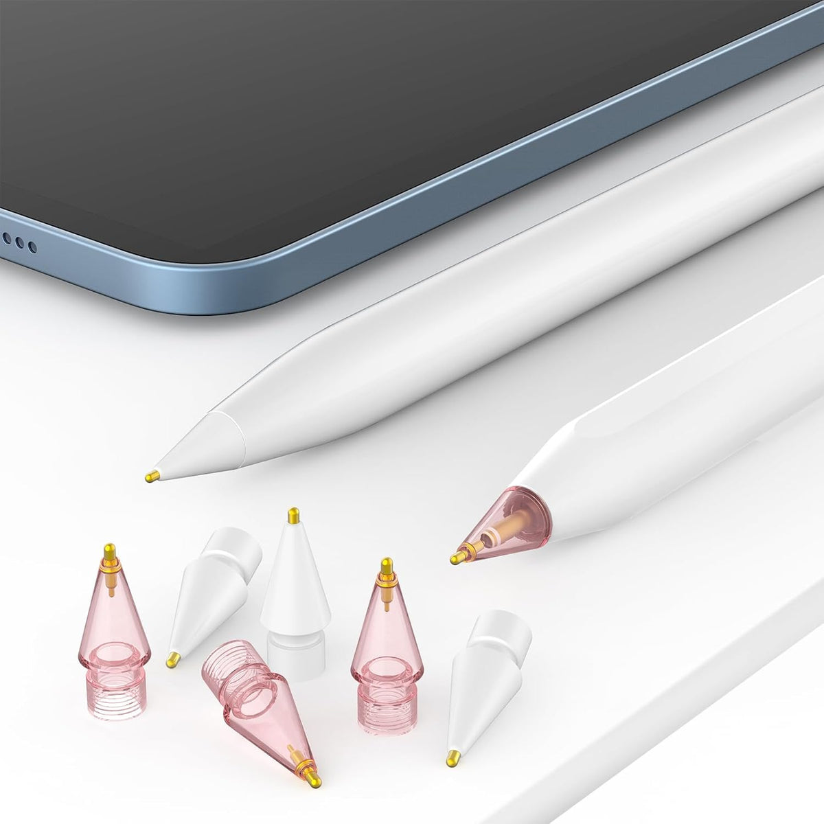 8 Pack Fine Point Replacement Tips Compatible with Apple Pencil 2nd Generation, Apple Pencil 1st Generation, Apple Pencil USB-C & Apple Pencil Pro Colorful iPencil Nibs (Pink + White)