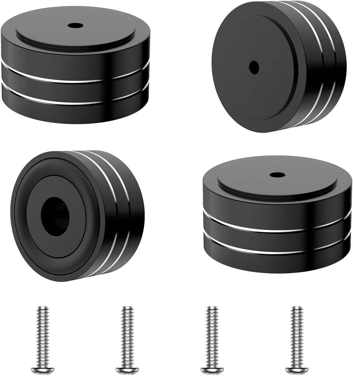 Tertullus 4 Pcs HiFi Speaker Isolation Feet 40x20mm Aluminum Speaker Spike Pad for Turntable, Subwoofers, Amplifier, HiFi Devices, Dac, Recorder, Cd (Black)