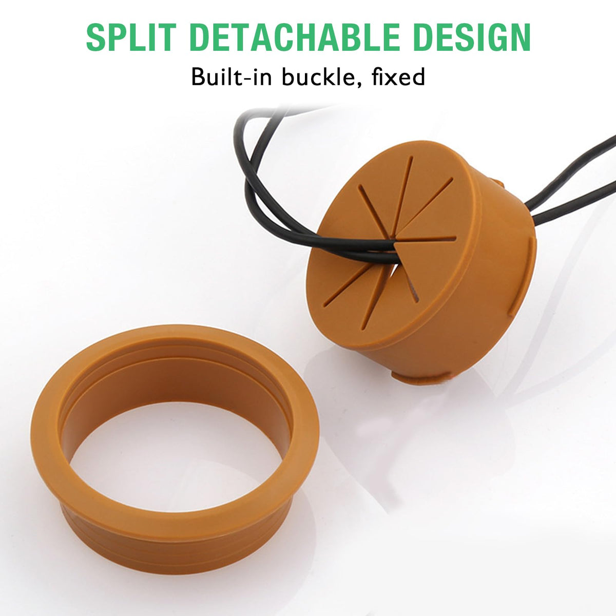 EASYEAH 5 Pcs Desk Grommet 2" / 50 mm, Desk Hole Cover for Cables Brown, Cable Grommet ABS Plastic, Desk Hole Grommet for Home & Office Pc, Detachable Cable Cord Organizer