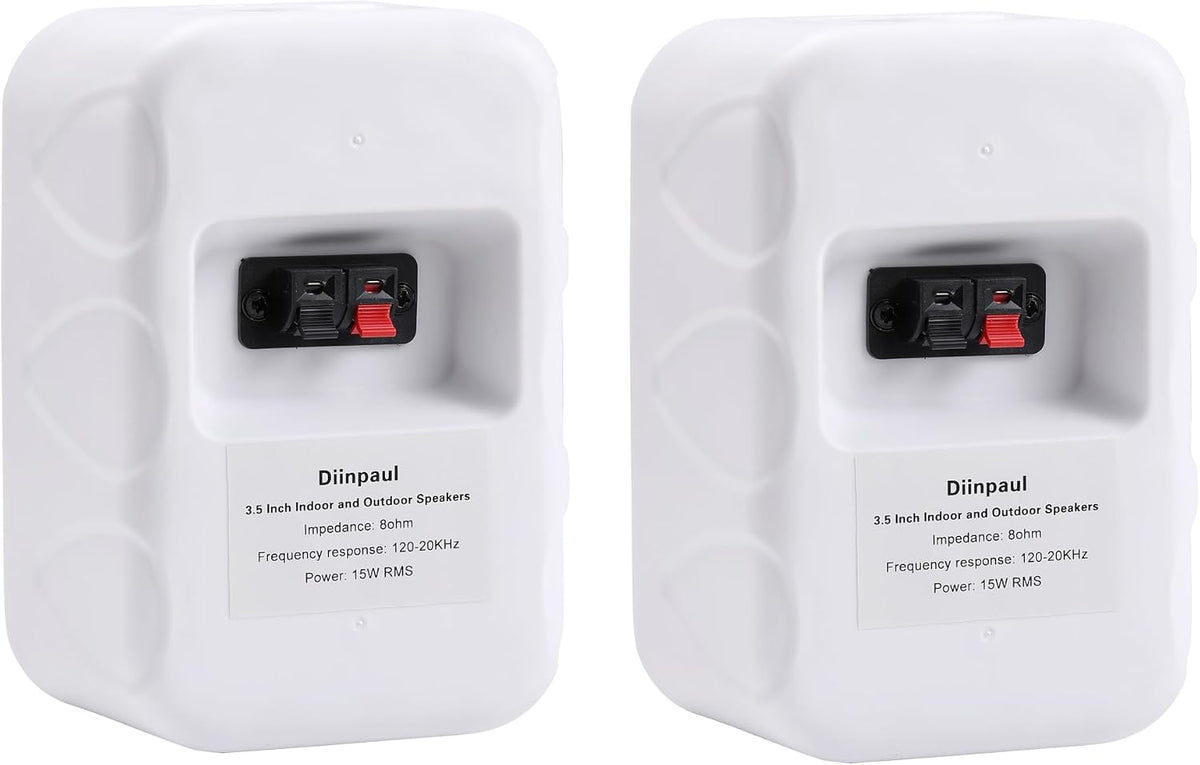 Diinpaul 3.5 inch Outdoor Speakers Wired, Waterproof Wall Mount Speakers, Ideal for Patio, Poolside, Garage, Pair