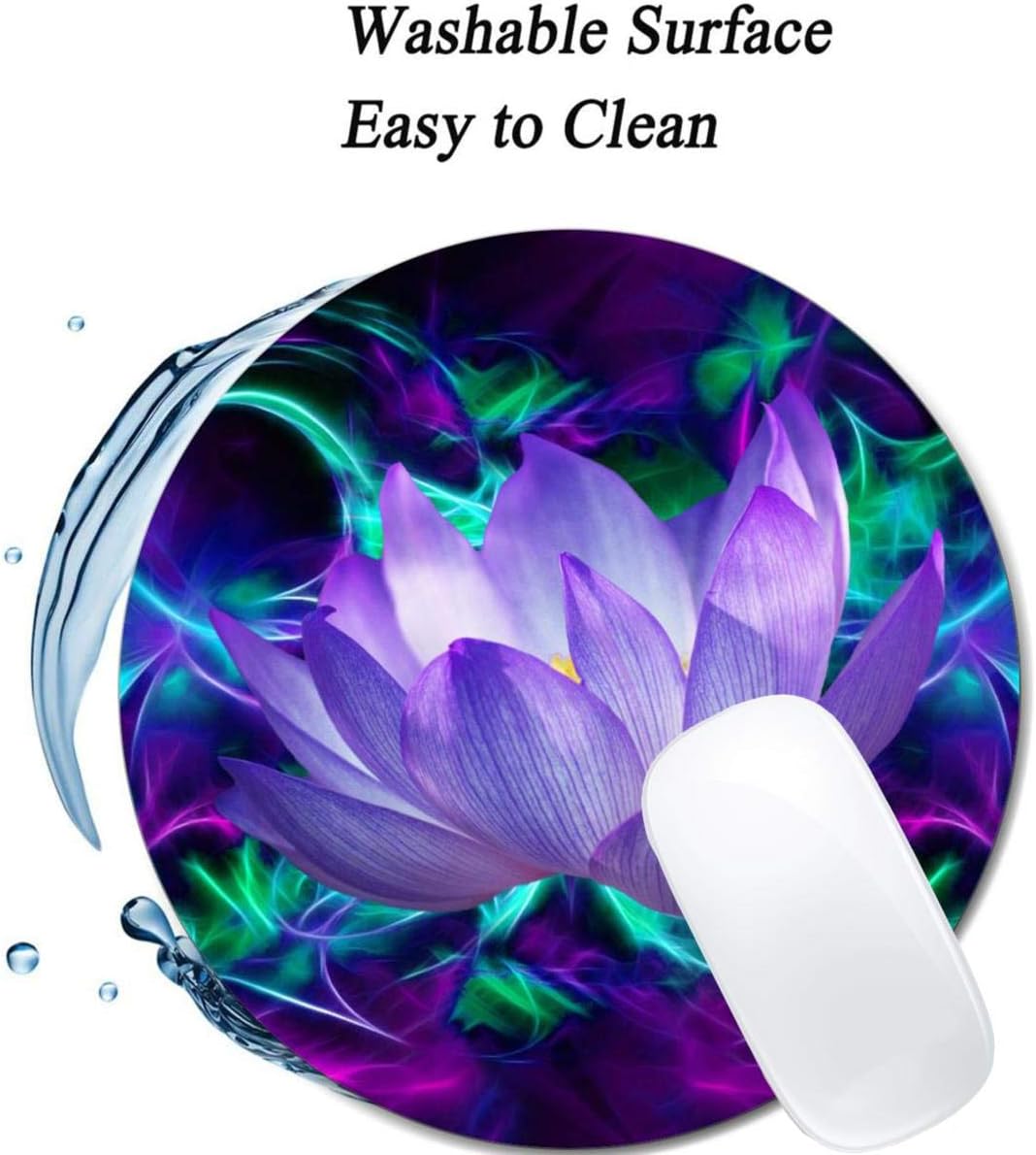 Purple Lotus Flower Mouse Pad Round Non-Slip Rubber Mousepad Laptop Office Computer Decor Cute Desk Accessories Customized Design Mouse Pad