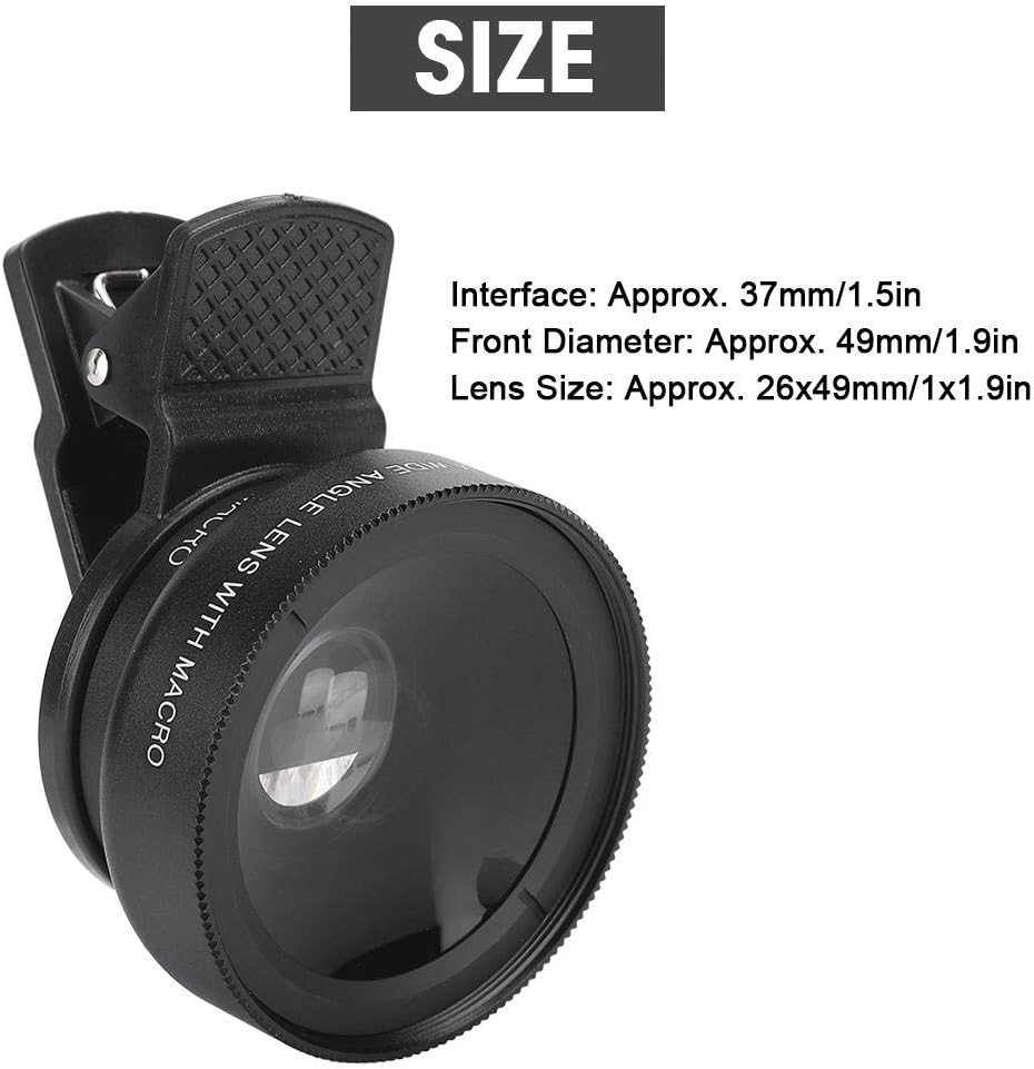 Cell Phone Lens Attachment, 2 in 1 Clip-on Mobile Phone 0.45X Wide Angle + 12.5X Macro Lens HD for Smartphone Close-up Shooting Accessories