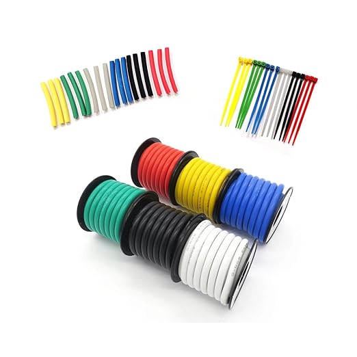 Fermerry 16 AWG Stranded Wire Spool 50ft Each 6 Colors Flexible 16 Gauge Silicone Hook up Wire Kit Electrical Tinned Copper Wire