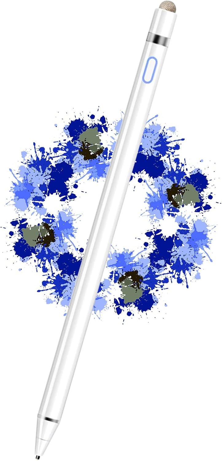 DOGAIN Stylus Pen for iPad and Touchscreens - Active Digital Fine Point Pencil with Dual Touch Function - Compatible with iPad Pro/Air/Mini, iPhone, Samsung, iOS, Android - White