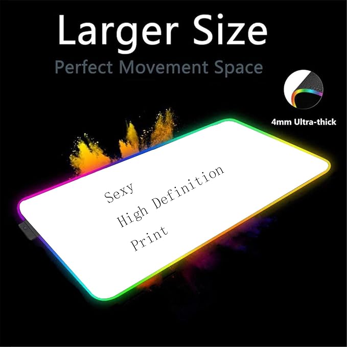 Gaming Sexy Anime Mouse Pad RGB LED Mouse Pad Sexy Butt Breasts Chest Gaming Accessories Laptop Colorful Keyboard Gaming Desktop Carpet Pad (35.43x15.74 inche)