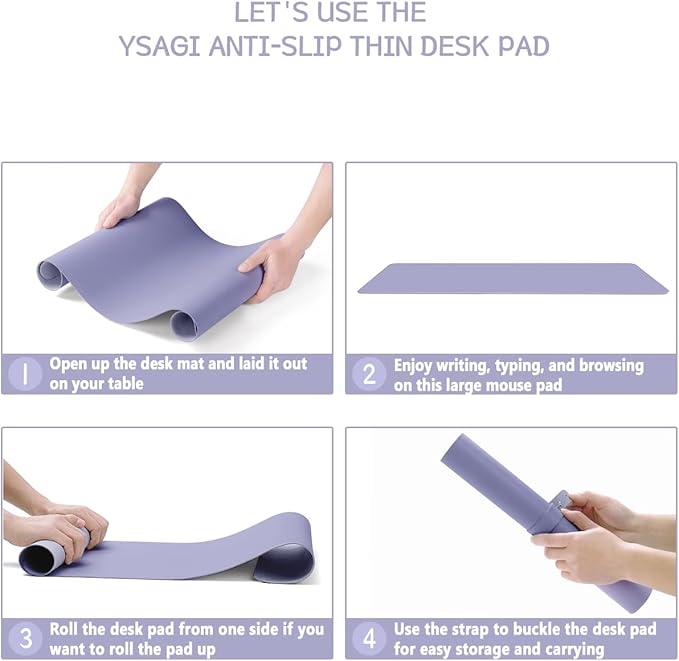 YSAGi Non-Slip Leather Desk Pad, Waterproof Laptop Computer Desk Keyboard Mat, Table Protector Blotter Mat, Large Mouse Pad for Office/Work/Home/Decor(Lavender, 23.6" x 13.7")