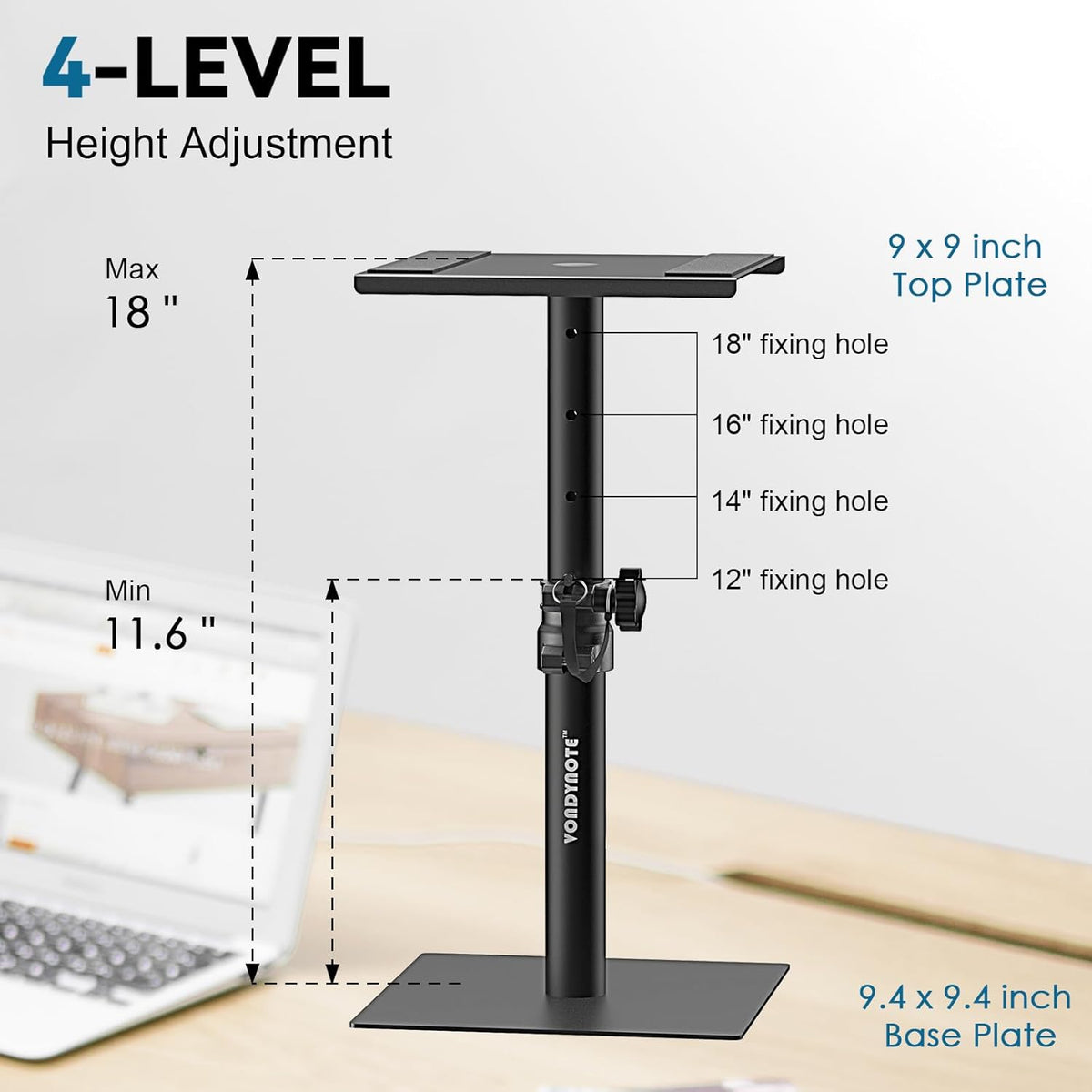 Set of 2 Desktop Studio Monitor Speaker Stands Bookshelf Speaker Stands