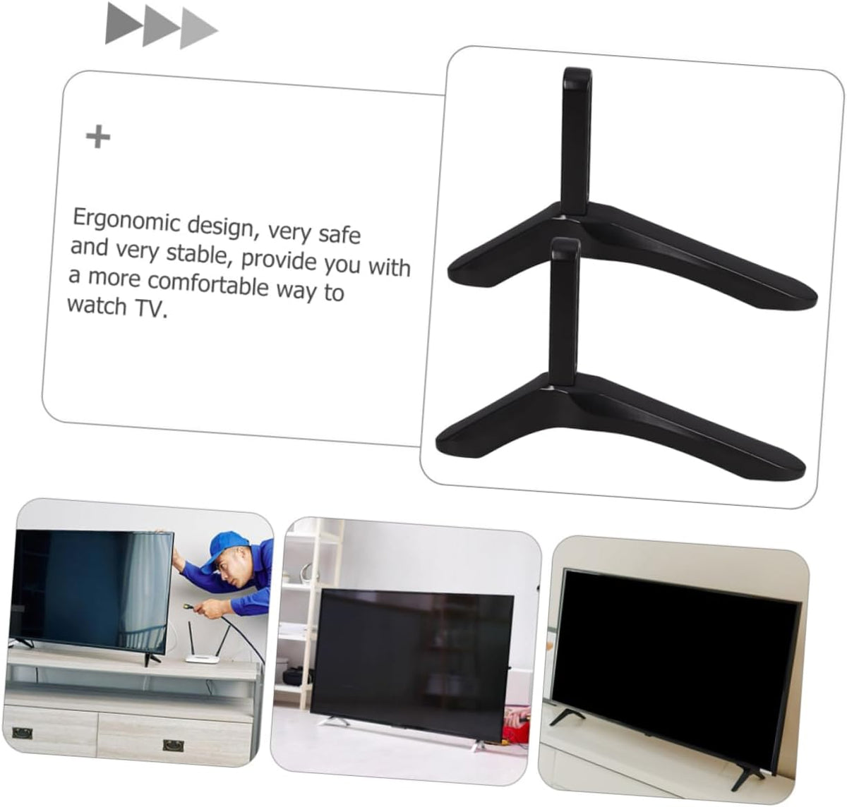 ABOOFAN 32-65 Inch TV Stand Base No-Drill Tabletop Mount for TVs Stand Sturdy Black Metal Design for Living Room