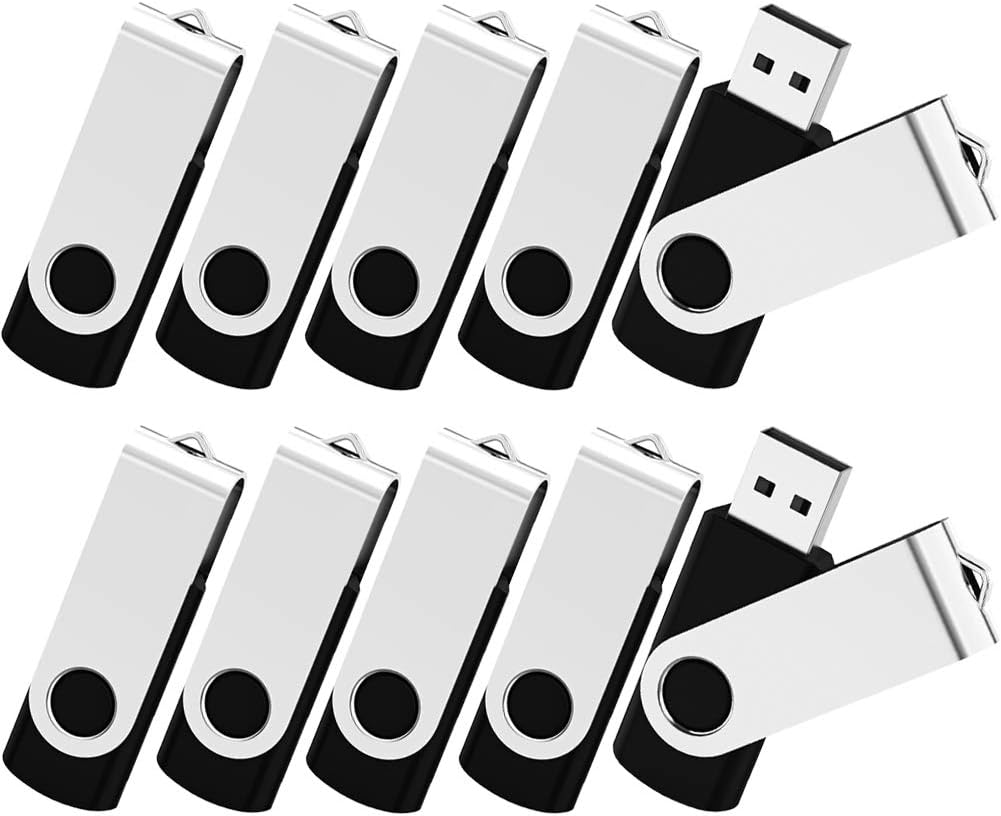 KOOTION 20pcs 8GB USB Flash Drive 8 GB Flash Drives Thumb Drive Memory Stick Swivel Jump Drive, Black