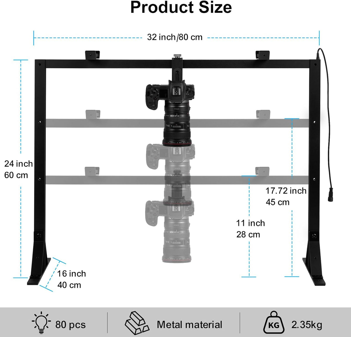 Overhead Camera Desk Mount Rig with 5600K Continuous LED Lighting - Top-Down Shooting Stand for Product Photography, Live Streaming - Universal Fit for DSLR, Mirrorless Cameras & Smartphones