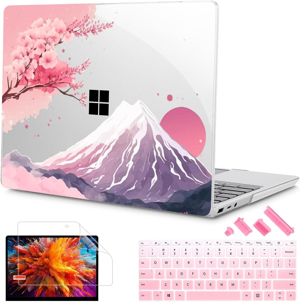 Tuiklol Case for 15 Inch Microsoft Surface Laptop 5/4/3 2022-2020, Model 1979/1953/1872/1873 Hard Shell Cover, Keyboard Cover+Screen Protector+Dust Plugs,Mountain and Tree