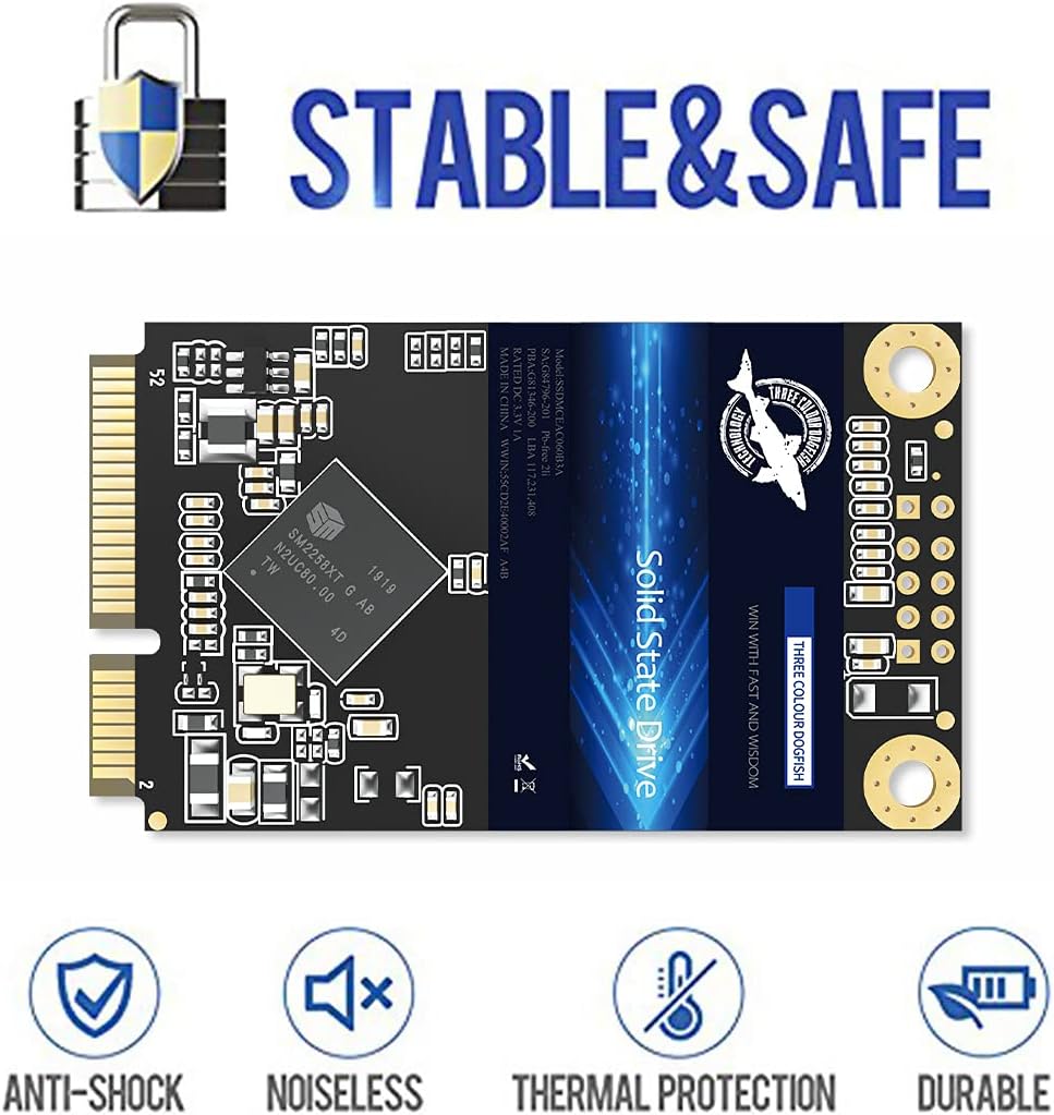 SSD mSATA 500GB Dogfish Internal Solid State Drive High Performance Hard Drive for Desktop Laptop SATA III 6Gb/s Includes SSD 32GB 60GB 64GB 120GB 128GB 240GB 250GB 480GB 500GB 1TB (500GB Msata)