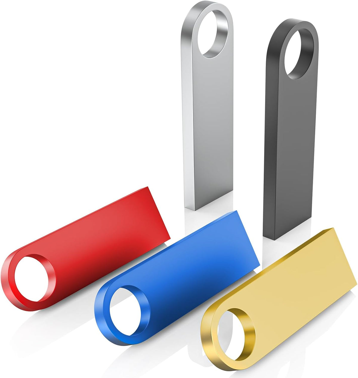 5 Pack 64GB USB Flash Drive with Keychains, Wooolken Sleek Metal USB 2.0 Thumb Drives Memory Stick for PC Laptop Computer