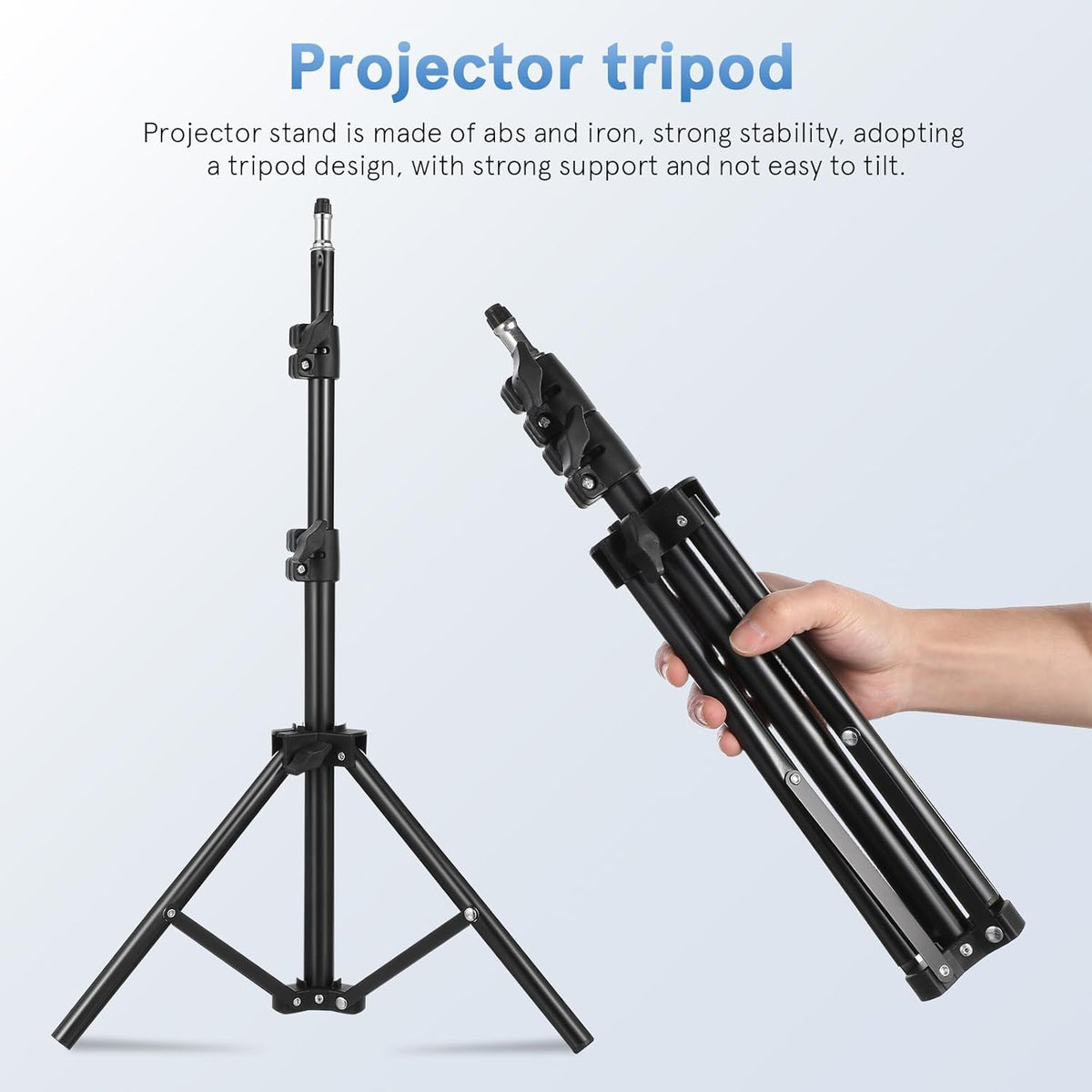 MAGICLULU Projector Stand Tripod 44.88 Inch Height Adjustable Tripod Stand Portable Projector Table with Tray for Office Home Movie Equiqment (Tray Size 7.09 x 9.84Inch)