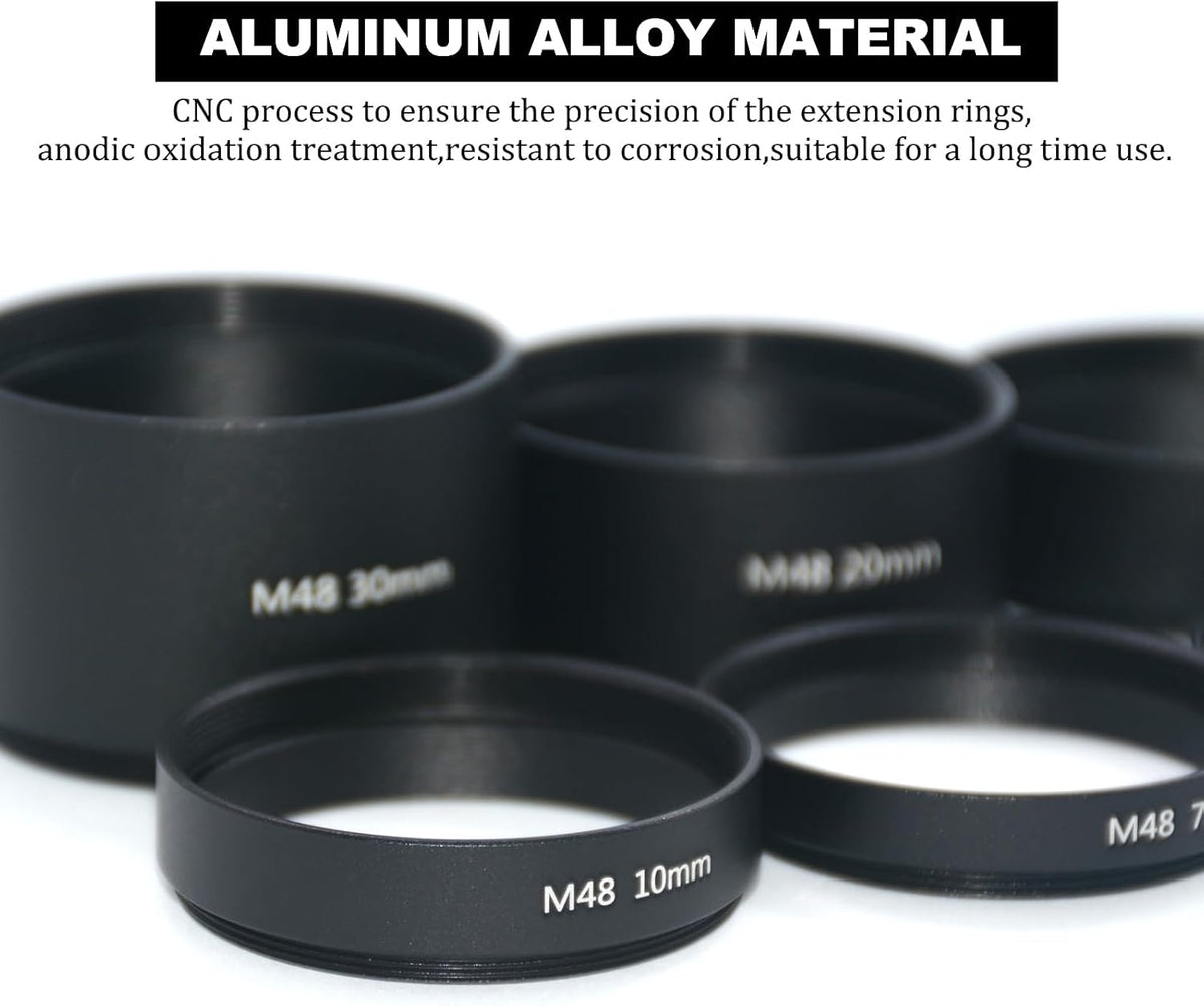 8PCS M48x0.75 Set,M48 3mm 5mm 7mm 10mm 12mm 15mm 20mm 30mm Telescope Extension Tube Extension Tube Kit Length Extending