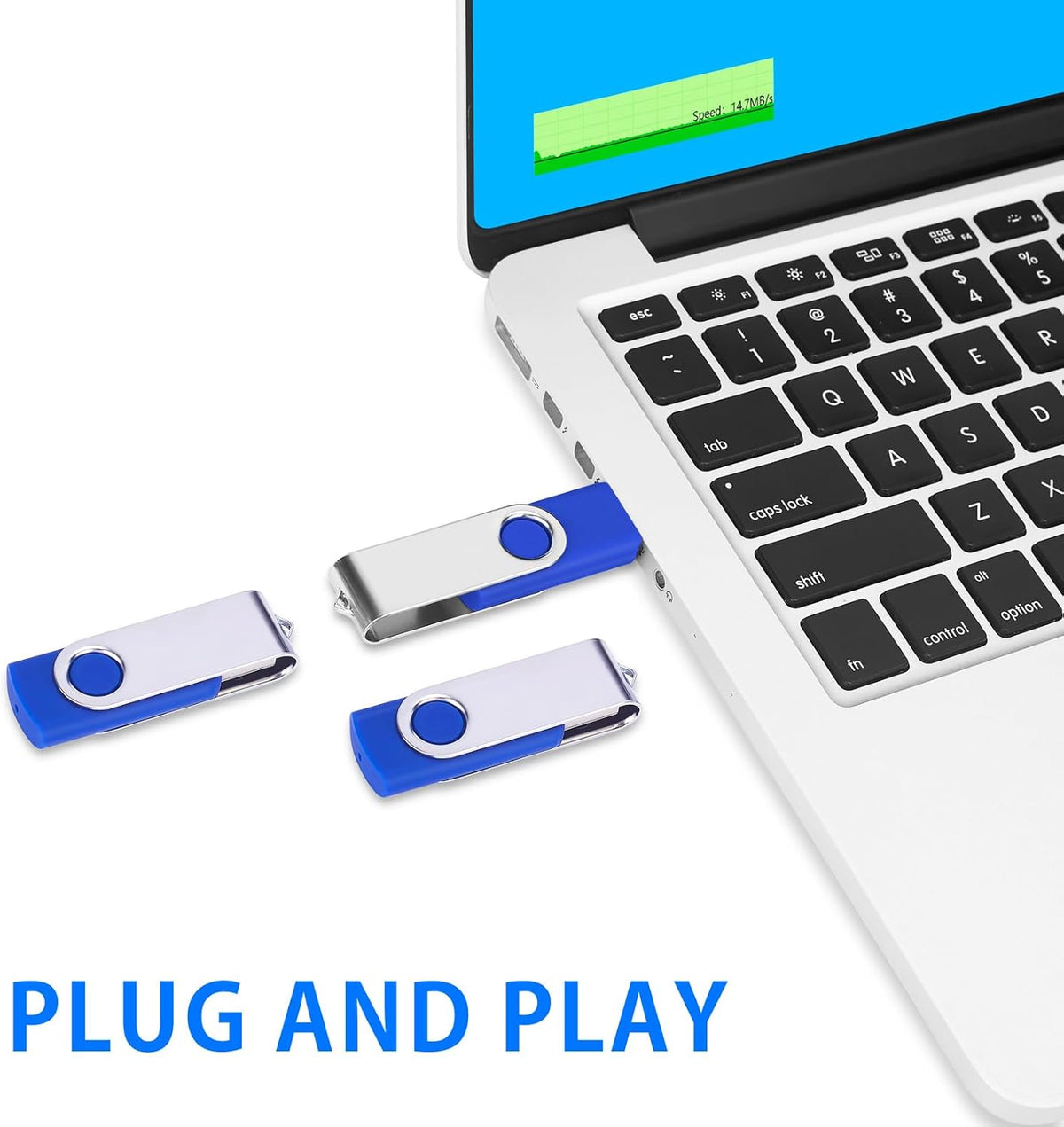 EASTBULL 200 Packs of 2GB Bulk Flash Drives, USB Flash Drives Pack 2GB USB Drives Bulk Swivel USB2.0 Thumb Drives Bulk with Strings (200Packs, Blue)