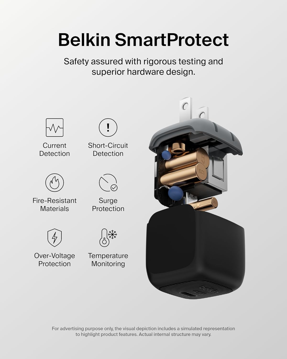 Belkin USB C Charger Block 45W - PD3.1 PPS Super Fast Charging - Samsung Galaxy S25, S24, S23, S22, Apple iPhone 16, iPhone 15/14/13 Plus, Pro, Pro Max, Google Pixel 9, Nintendo Switch, etc - Black