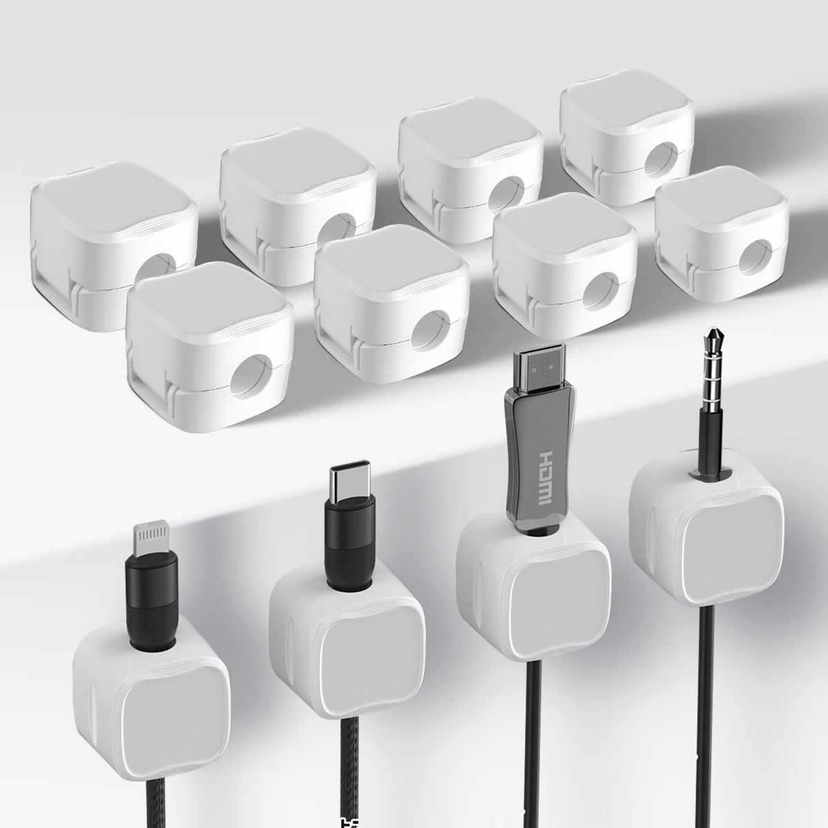 12 Pack Cable Clips, Cord Organizer, Cord Holder for Nightstand, Magnetic Cord Organizer, Strong Adhesive Charging Cable Keeper, Clip Holder