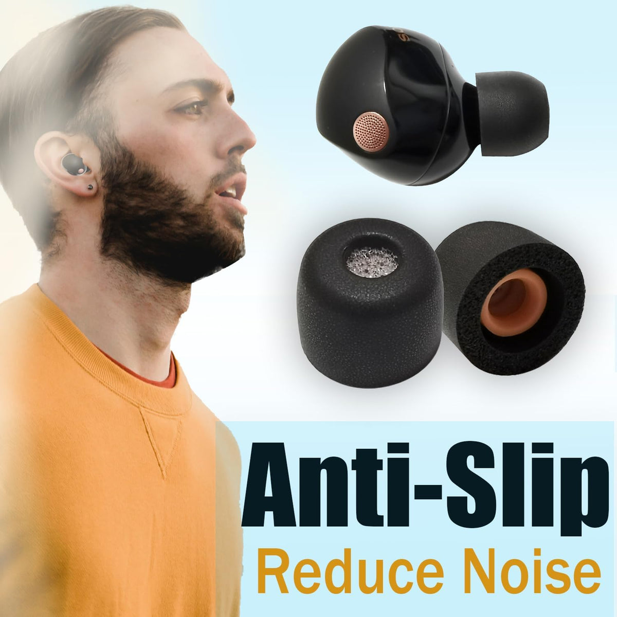 Memory Foam Earbuds Tips for Sony WF-1000XM5 Eartips for WF-1000XM5 WF-1000XM4 Earbuds Case, Small Ear Tips Black