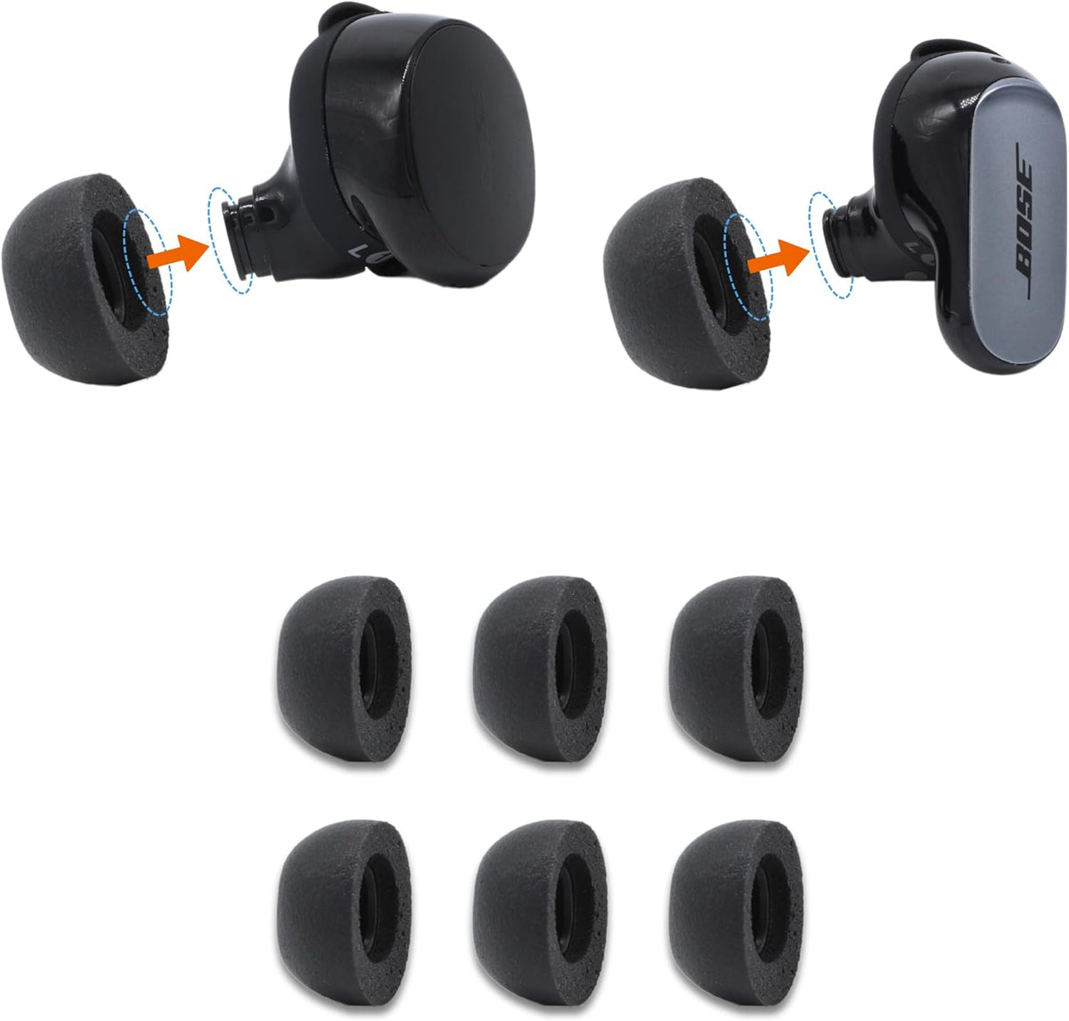 Comply Memory Foam Replacement Earbud Tips for Bose QuietComfort, Ultra, II | Ultimate Comfort, Secure Fit, Superior Noise Isolation | Black, Medium (3 Pairs)