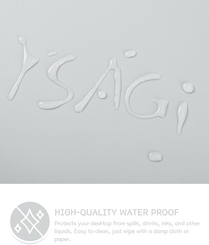 YSAGi Non-Slip Leather Desk Pad L Size, Waterproof Laptop Computer Desk Keyboard Mat, Table Protector Blotter Mat, Large Mouse Pad for Office/Work/Home/Decor(Silver-Grey, 35.4" x 17")