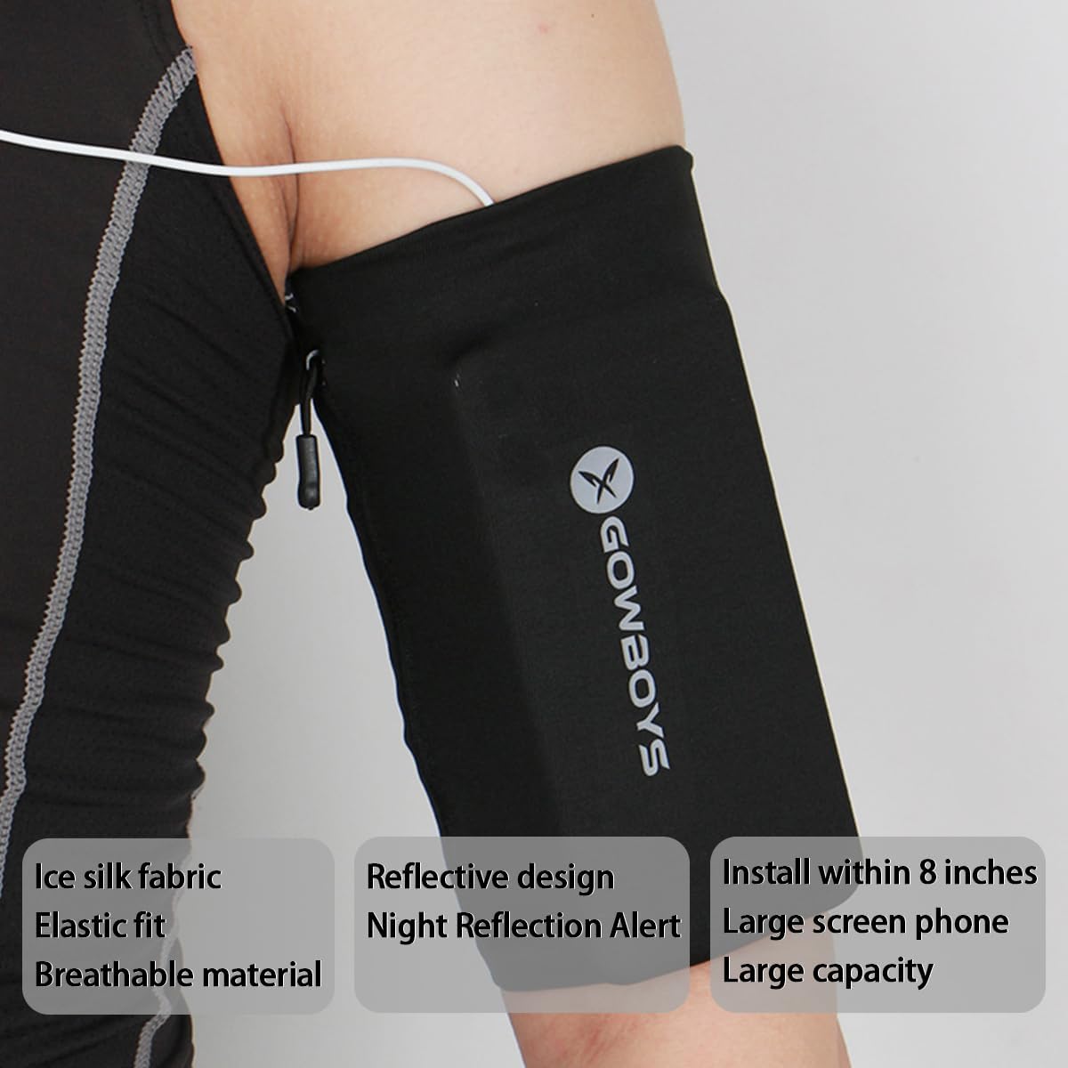Running Phone Armband for Men Women,Universal Arm Bands for Phones Below 8 Inches,Waterproof Cell Phone Armband for Hiking,Running,Cycling,Climbing(Black XL)
