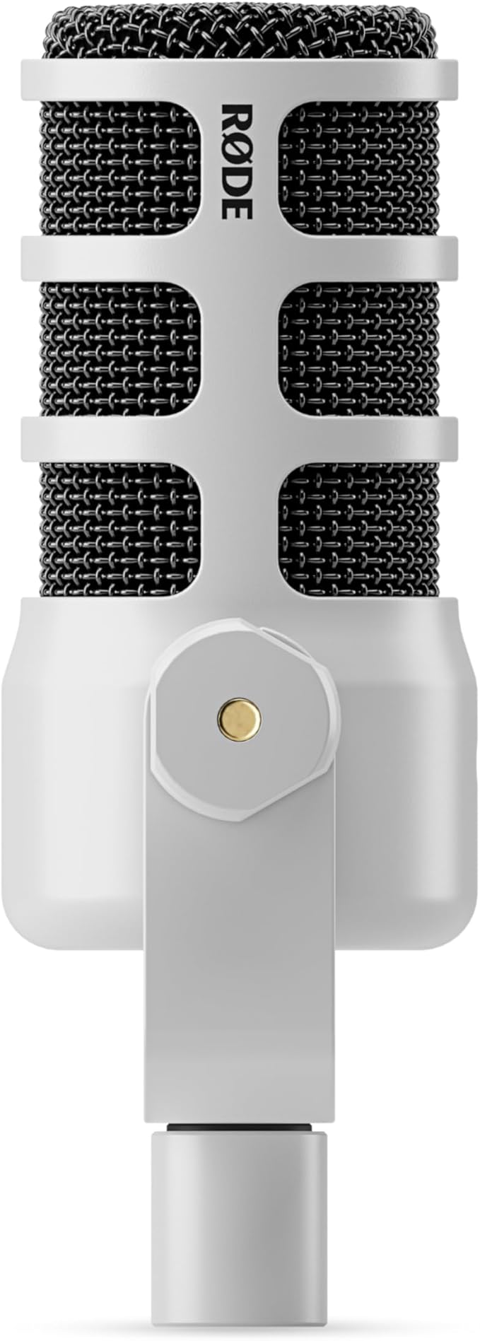 Rode PodMic Cardioid Dynamic Broadcast Microphone (White) with XLR Cable and StreamEye Polishing Cloth