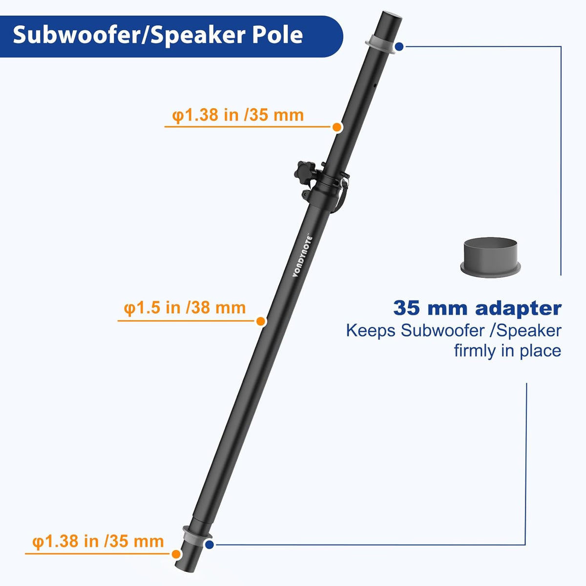 Set of 2 Speaker Poles for Subwoofer Extended Speaker Pole Only Fits Subwoofers with 35mm Pole Mount, 32.8"-51.1" Height Adjustable