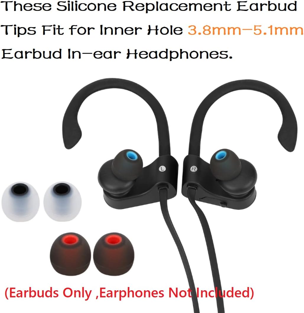 Earbud Silicone Ear Tips Earbuds Replacement Ear Tips Gels Bud for Popular in-Ear Headphones Other Inner Hole from 3.8mm - 5.1mm Earphones 9 Pairs S/M/L