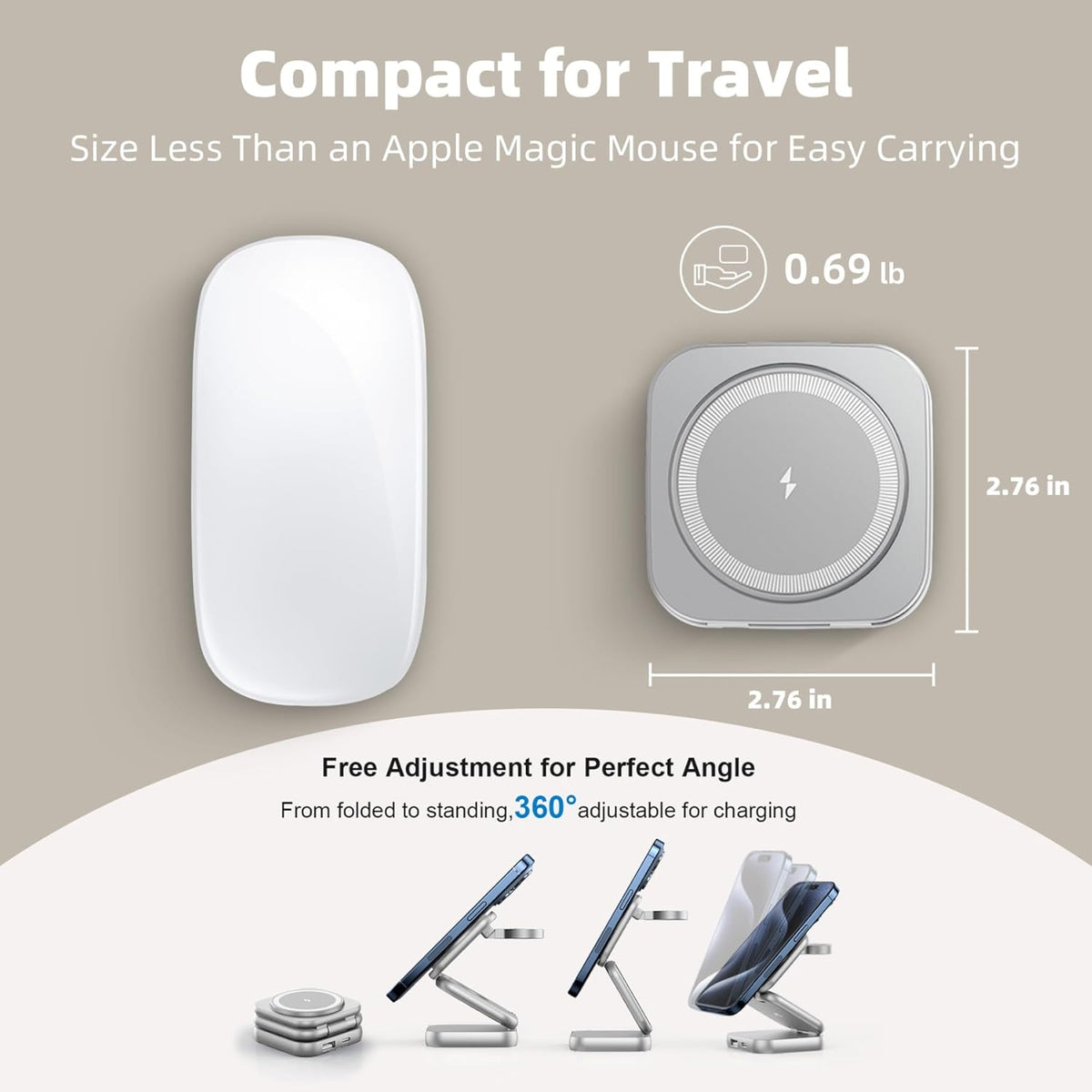 5-in-1 Wireless Charger for MagSafe, AC ISLAND Portable Travel Charging Station, 15W Max Fast Foldable Magnetic Stand, Evolved for iPhone 16/15/14/13 Series, Apple Watch, AirPods (with 35W Adapter)