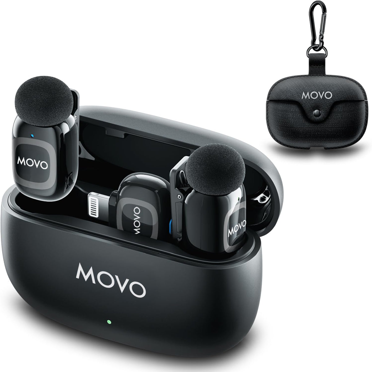 Movo NanoMic Dual Lightning Wireless Microphone for iPhone 14 and Below– Lavalier Mic for iPhone, Great for Vlogging, TikTok, Content Creation