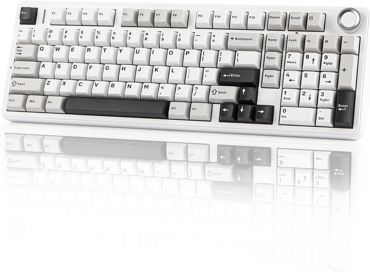 EPOMAKER X Aula F99 PRO Wireless Gaming Keyboard with 8000mAh Battery, Hot Swappable Creamy Keyboard, 2.4GHz/Type-C/BT5.0, NKRO, RGB Backlit for Win/Mac/Gaming (Black&Grey&White)