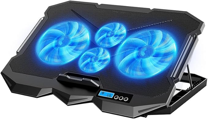 Laptop Cooling pad for Dell Inspiron 11 3164 Gaming laptops Laptop Cooler with 4 Fans LCD Display Screen 4 Height 2 USB-A Port Laptop Stand