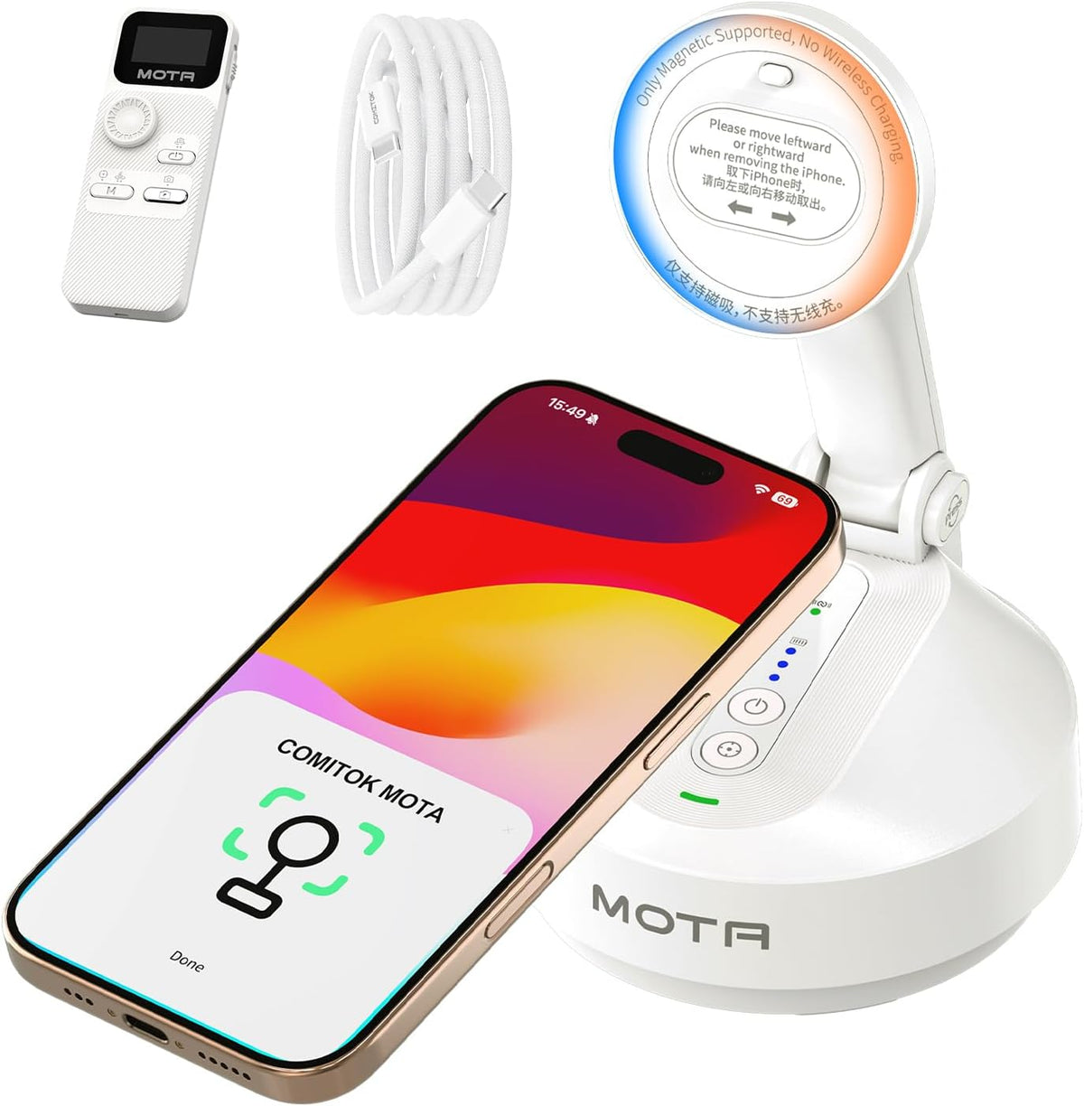 MOTA Gimbal Stabilizer Only for iPhone, [Apple MFi Certified] iPhone Stand for Video Recording with Megnetic Holder for Desk, 360 Degree Auto Tracking Gimbal for Vlog, YouTube and Tiktok