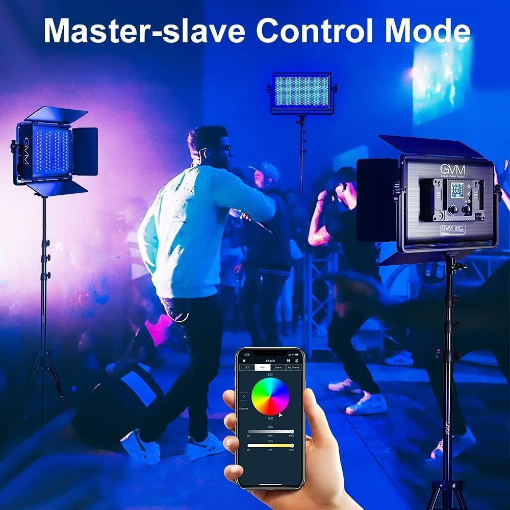 GVM 65W RGB Video Light with Softbox, 1300D LED Video Lighting Kit, 25000lux/0.5m, 360° Full Color Photography Lighting Kit, 3 Packs Led Panel Light for YouTube, Web Conference, Streaming