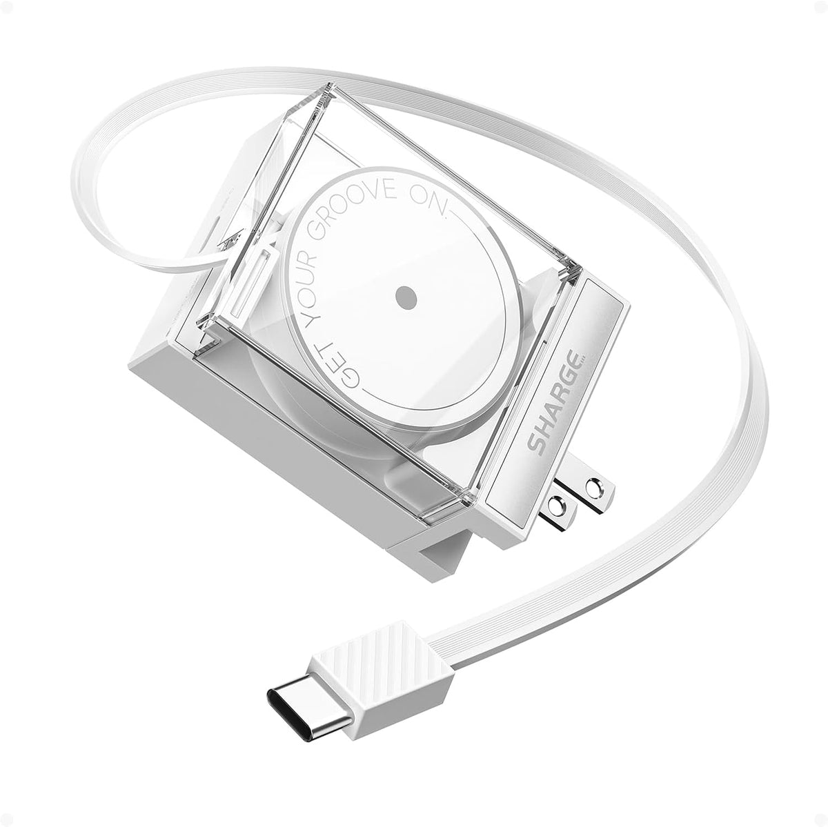 Retractable 65W USB C Charger, GaN Power Wall Charger with Retractable Cable, 2 Devices PD Fast Charging for MacBook Pro/Air, iPhone 16,Pixel Book, iPad Pro (White)