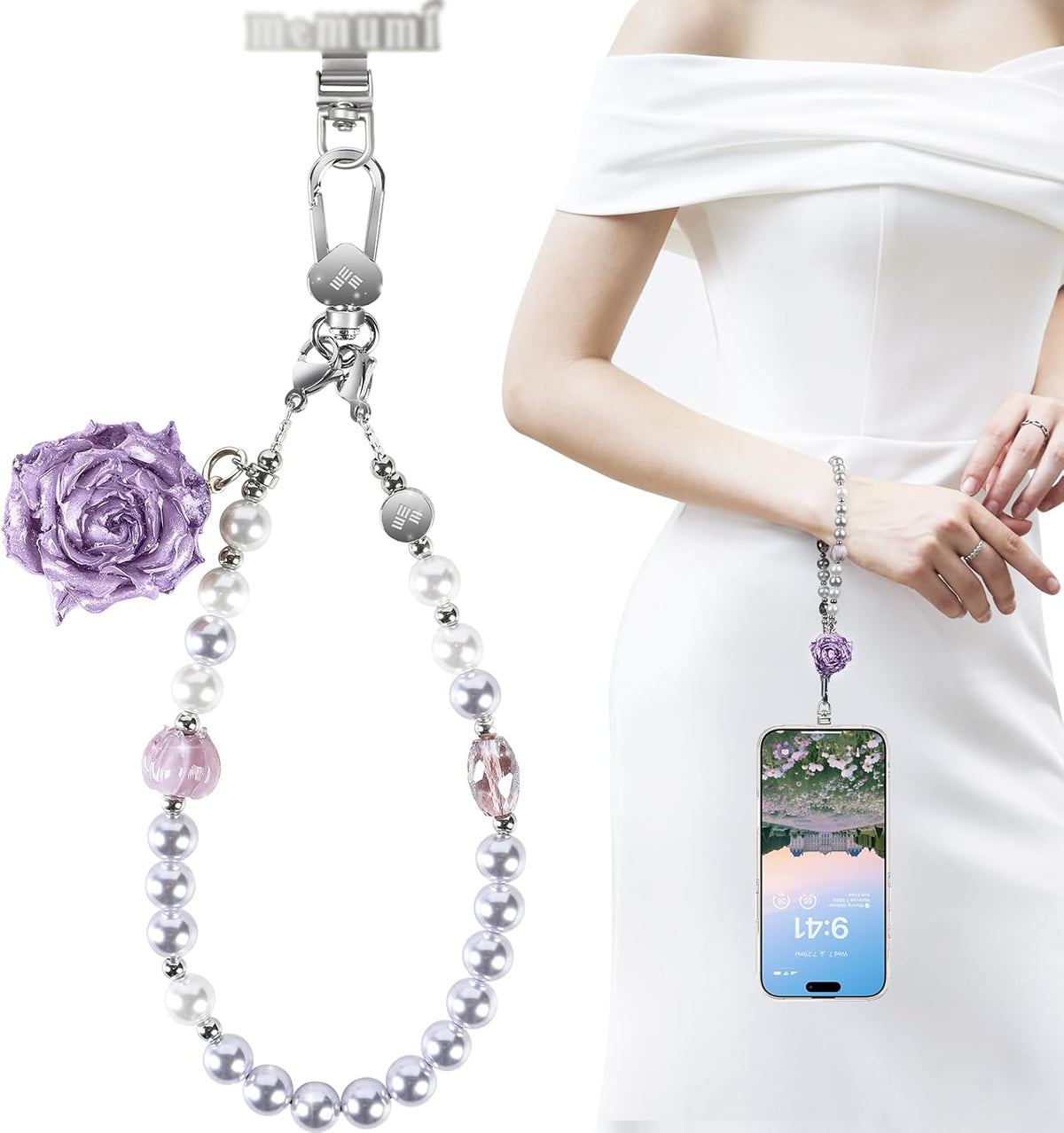 memumi Universal Phone Wrist Strap, Hand wristlet Strap for Women Anti-Theft Secure Lanyard for Smartphones Dried Flowers