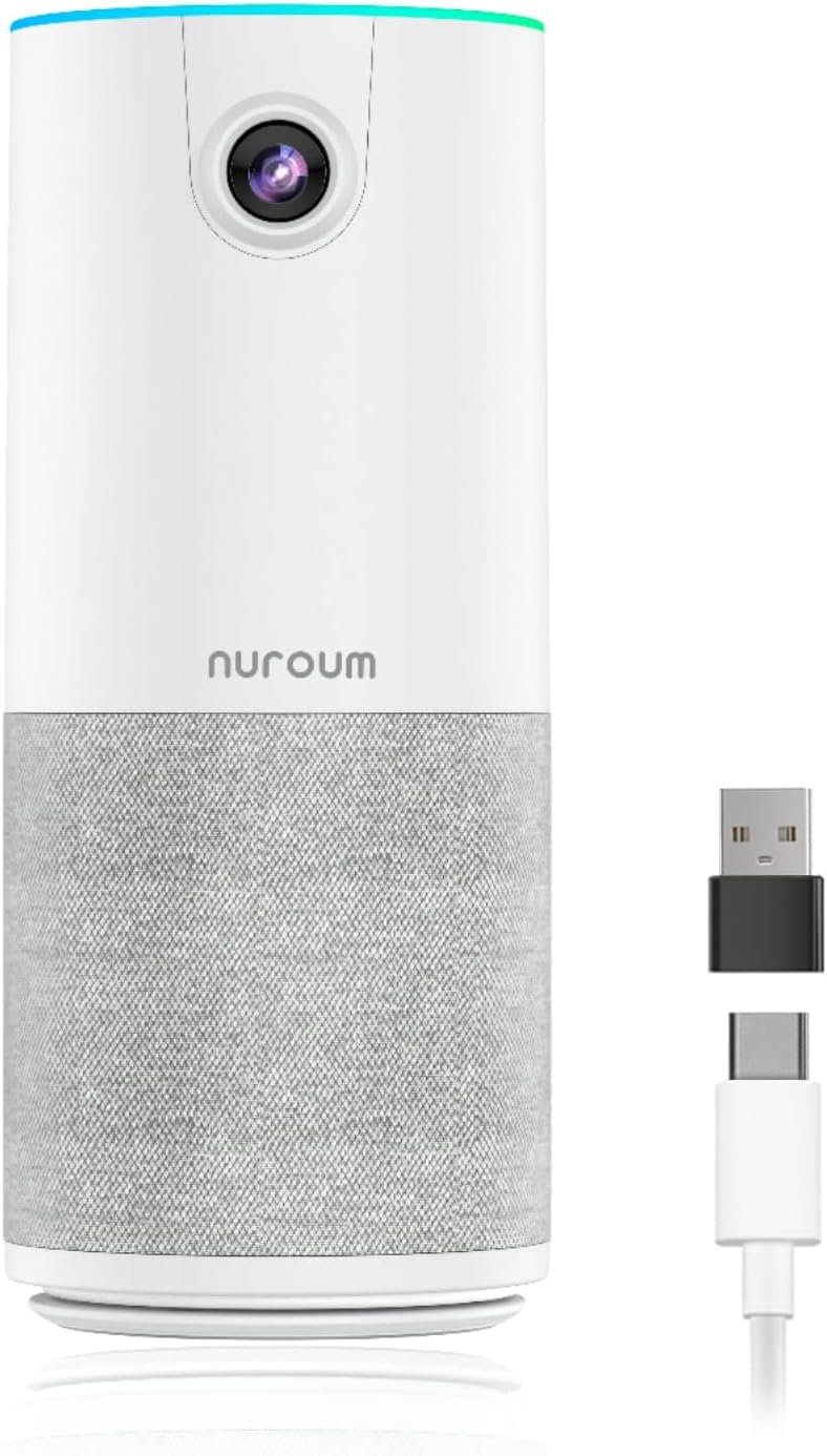 NUROUM C10(2nd Gen) 1080P Conference Webcam with Microphone Speaker, Portable All in One Computer Camera for Video Conference, AI Noise Cancellation & AGC, USB Plug&Play for PC/Desktop Zoom/Teams