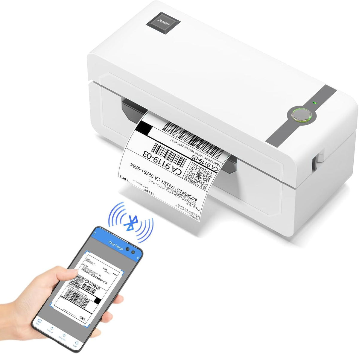 JADENS Bluetooth Thermal Label Printer, 4x6 Wireless Label Printer for Shipping Packages, Support Android, iOS, Mac OS, and Windows, Widely Used for Amazon, Ebay, Shopify, Etsy, USPS