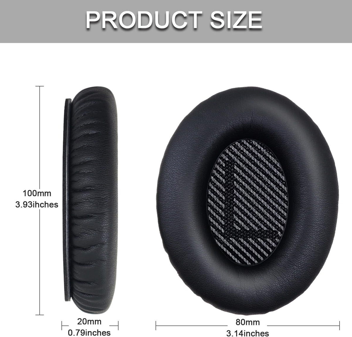 Ear Pads for Bose Quiet Comfort 35 Soft Protein Leather Replacement Earpads Ear Cushions Ear Pad for Bose QC 45/35 / 25/15 QC2 / Ae2 / Ae2i / Ae2W / Sound Link/Sound True (QC35-Black&Black)