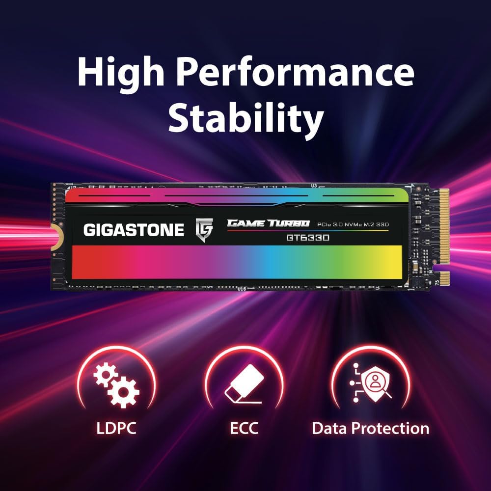 Gigastone M.2 SSD 2TB PCIe 3.0 NVMe SSD 3,500MB/s Internal Gaming Solid State Hard Drives Upgrade PC Laptop Storage High Speed Response for Gamers Graphic Design Creators IT Pros PCIe Gen3x4